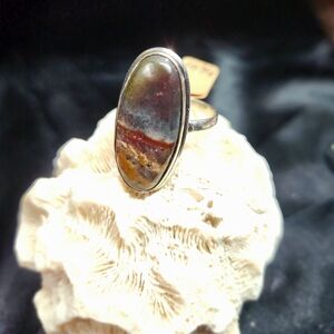 Sterling Silver Oval Multicolor Jasper Statement Ring - Women Jewelry